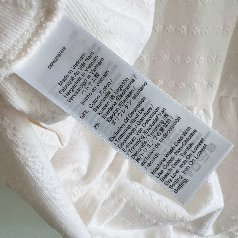 Madewell | Jacquard Babydoll Top in Lighthouse Cream - Size S - Picture 11 of 12